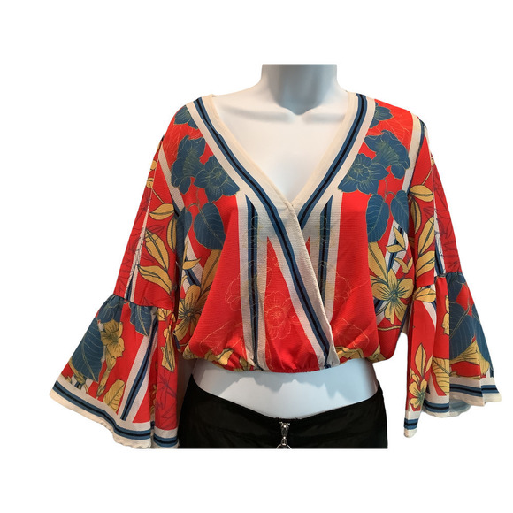 FLYING TOMATO TROPICAL PRINT CROP TOP S - Picture 1 of 6